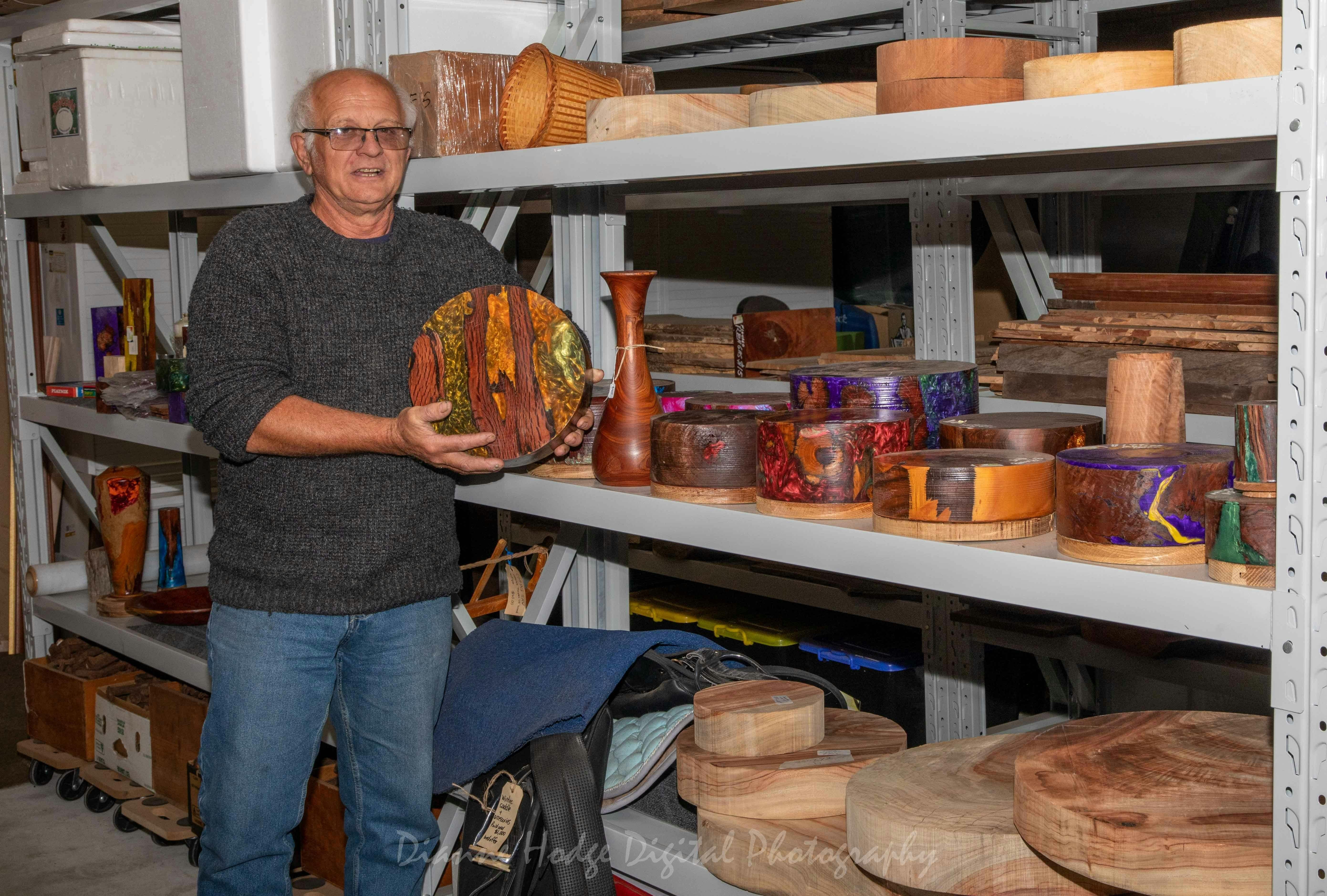 Gaetano guy Moschella created unique objects from wood and resin.