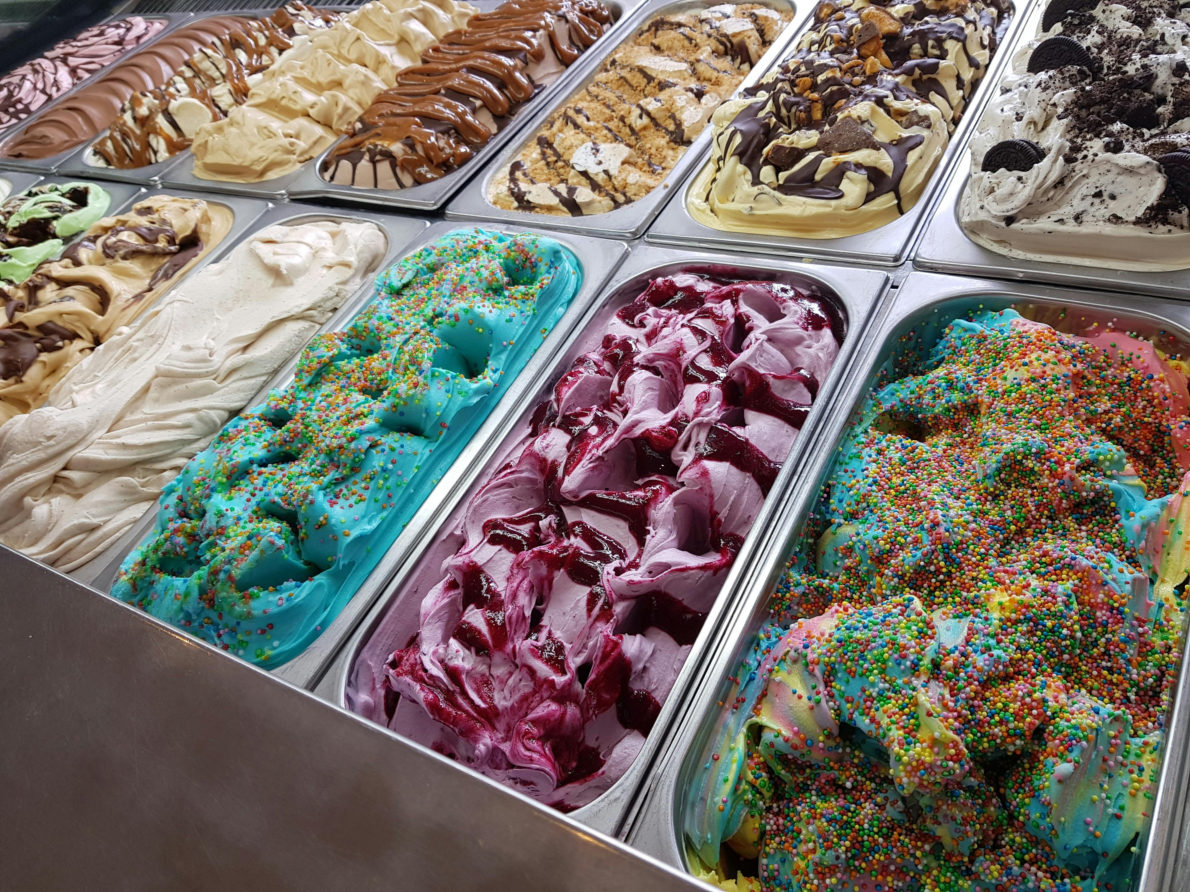 A display of freshly made gelato