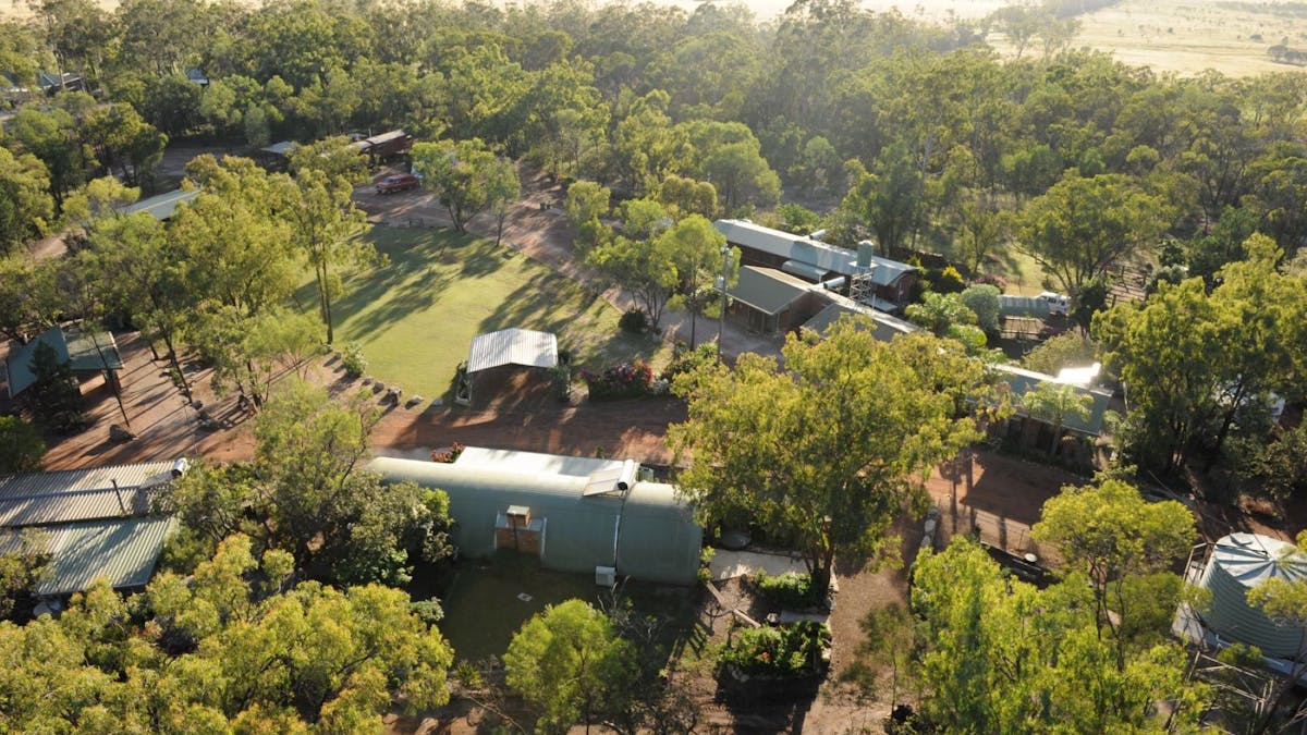 Aerial shot of the beautiful Possum Park camping grounds.