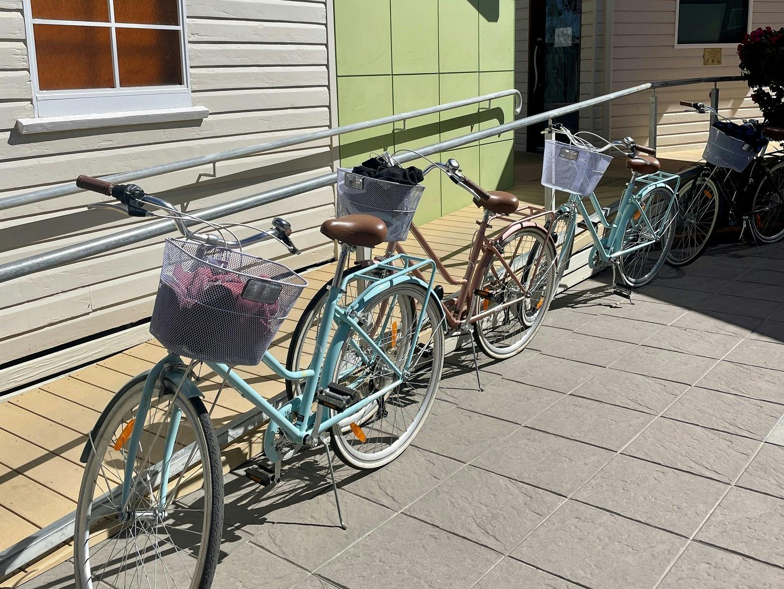 Cruiser bikes on display