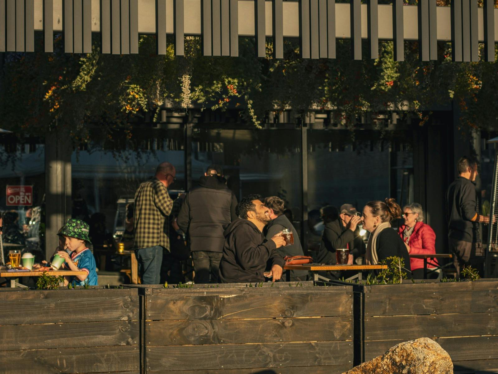 Guests enjoying drinks in Easy Tiger’s beer garden in St Helens.