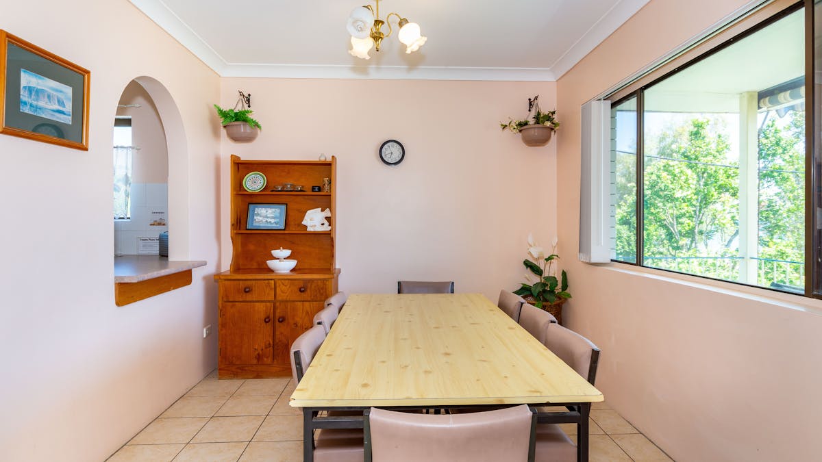 Dining area with water views