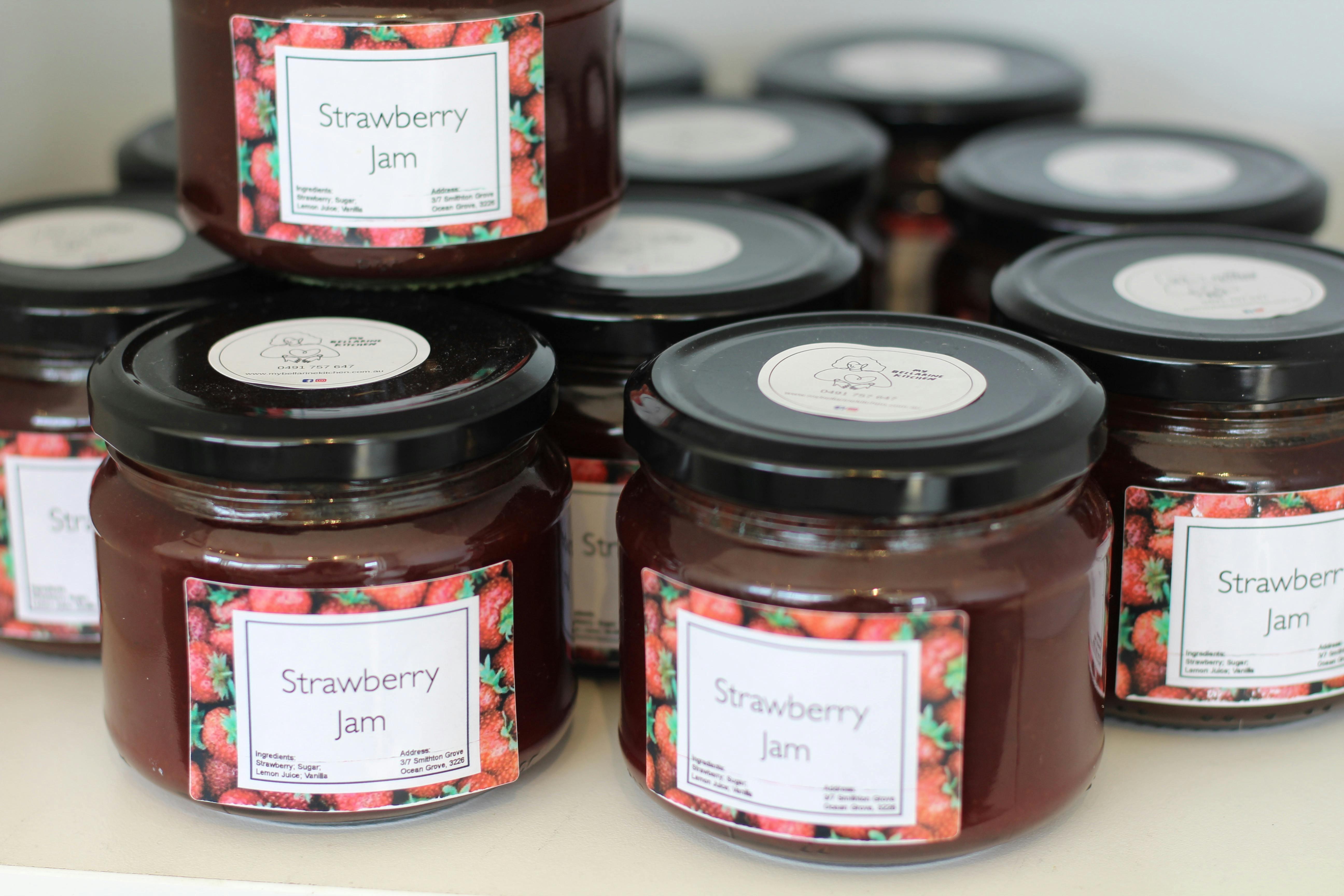 Jars of Homemade strawberry Jam