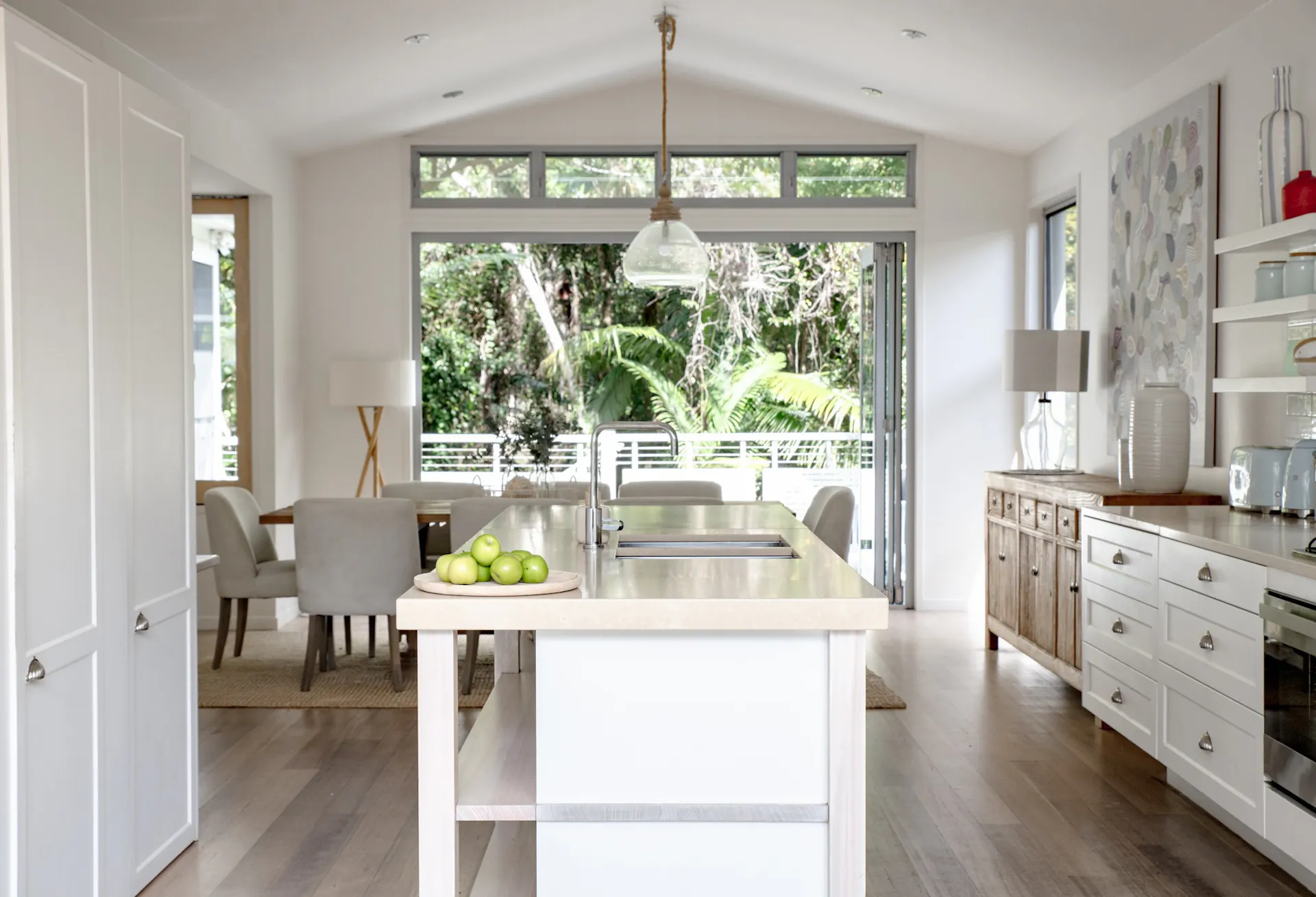 Light filled open plan kitchen, dining and lounge.