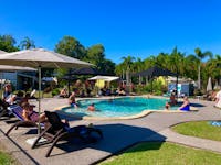 Adults only enjoying the new resort style swimming pool at Bali Hai Child Free Holiday Park