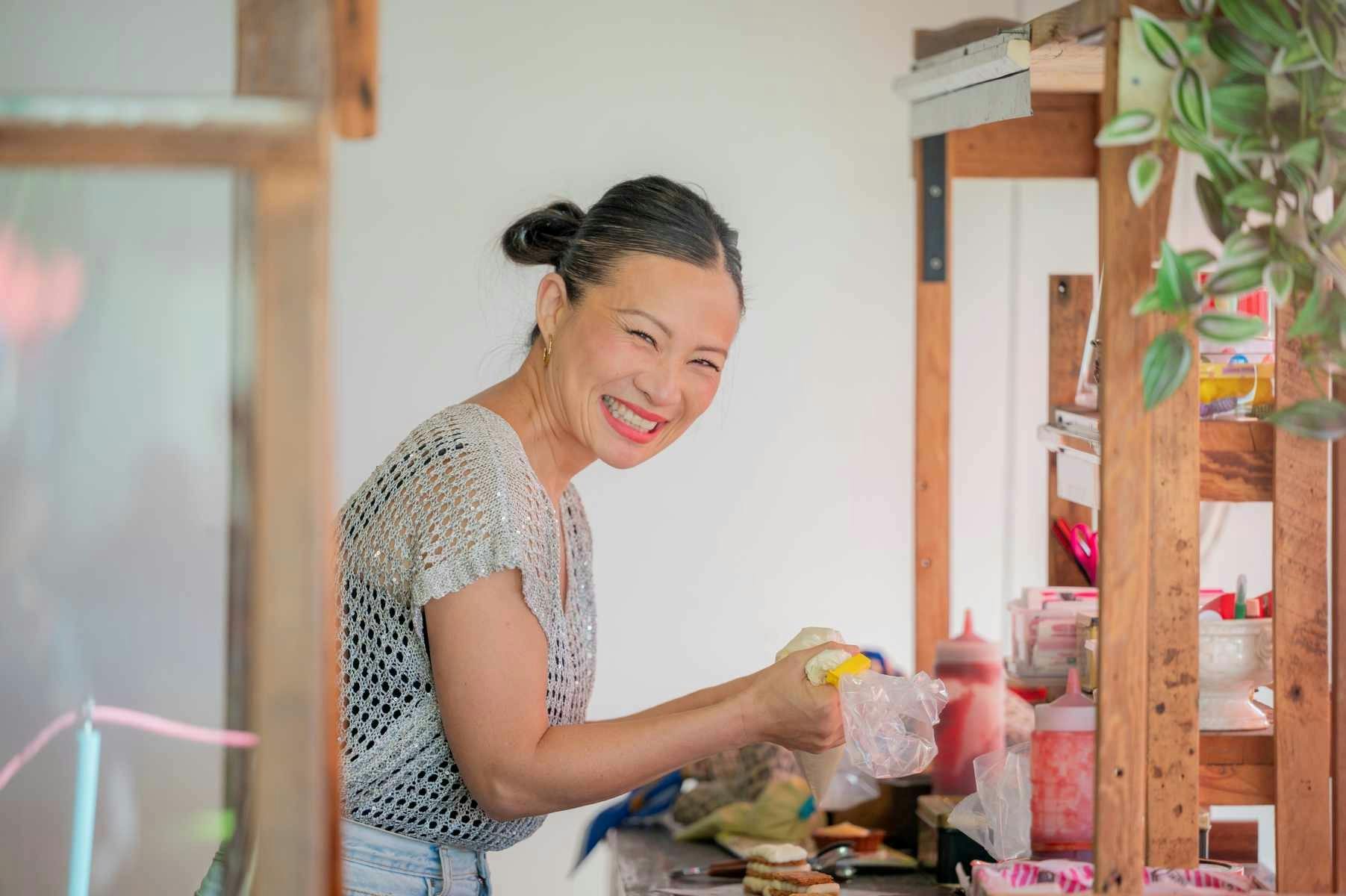 Poh Ling Yeow at her Jamface stall inside the Adelaide Showground Farmers’ Market, sharing her much