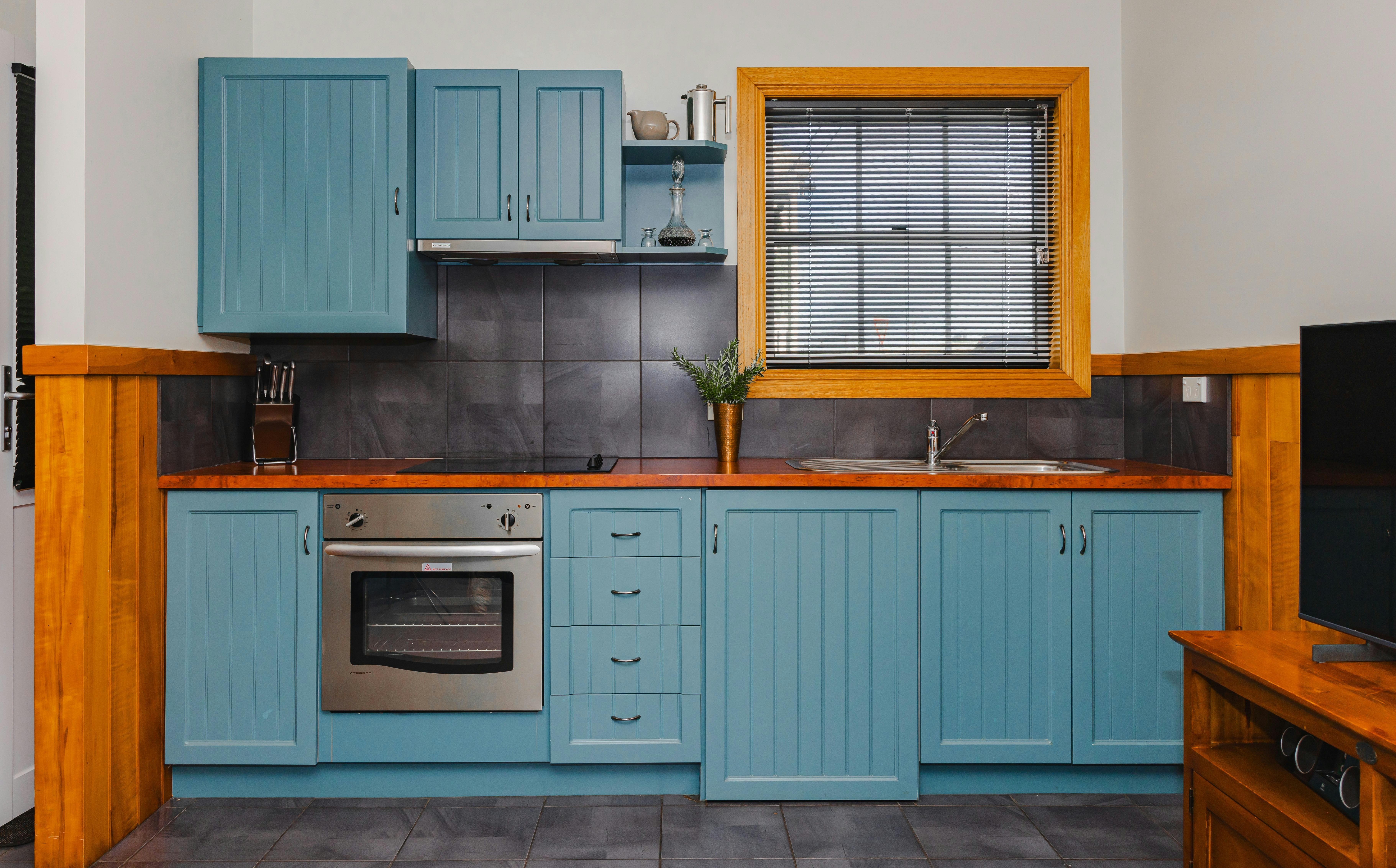 oven, cook top, microwave, under bench fridge, dining, lounge, bedroom, bathroom