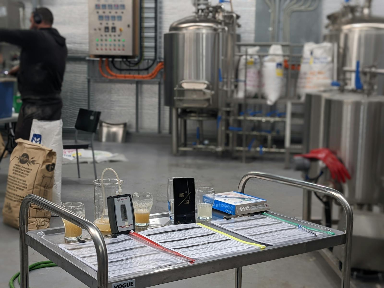 Brewing equipment and beer testing station at King Island Brewhouse