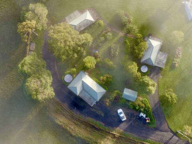 Bird's eye view of the Cabins