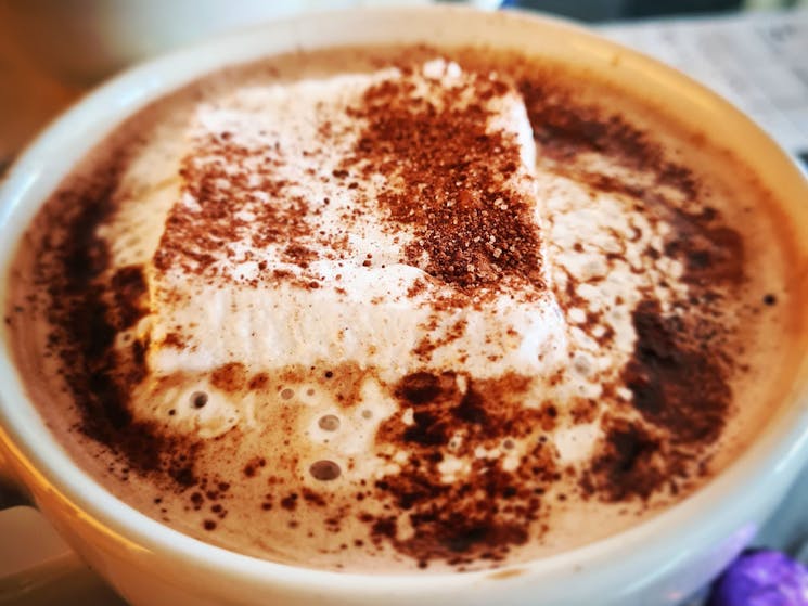 House made Hot Chocolate with housemade chocolate powder and marshmallow