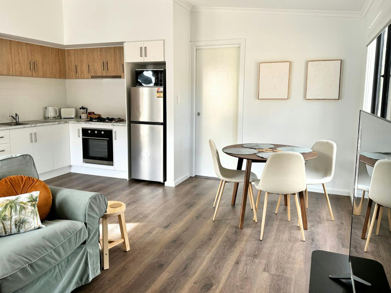Cabin 1 kitchen, living and dining area