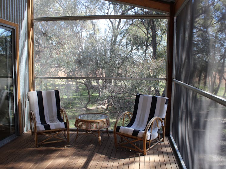 Relax on the fully enclosed bacn veranda
