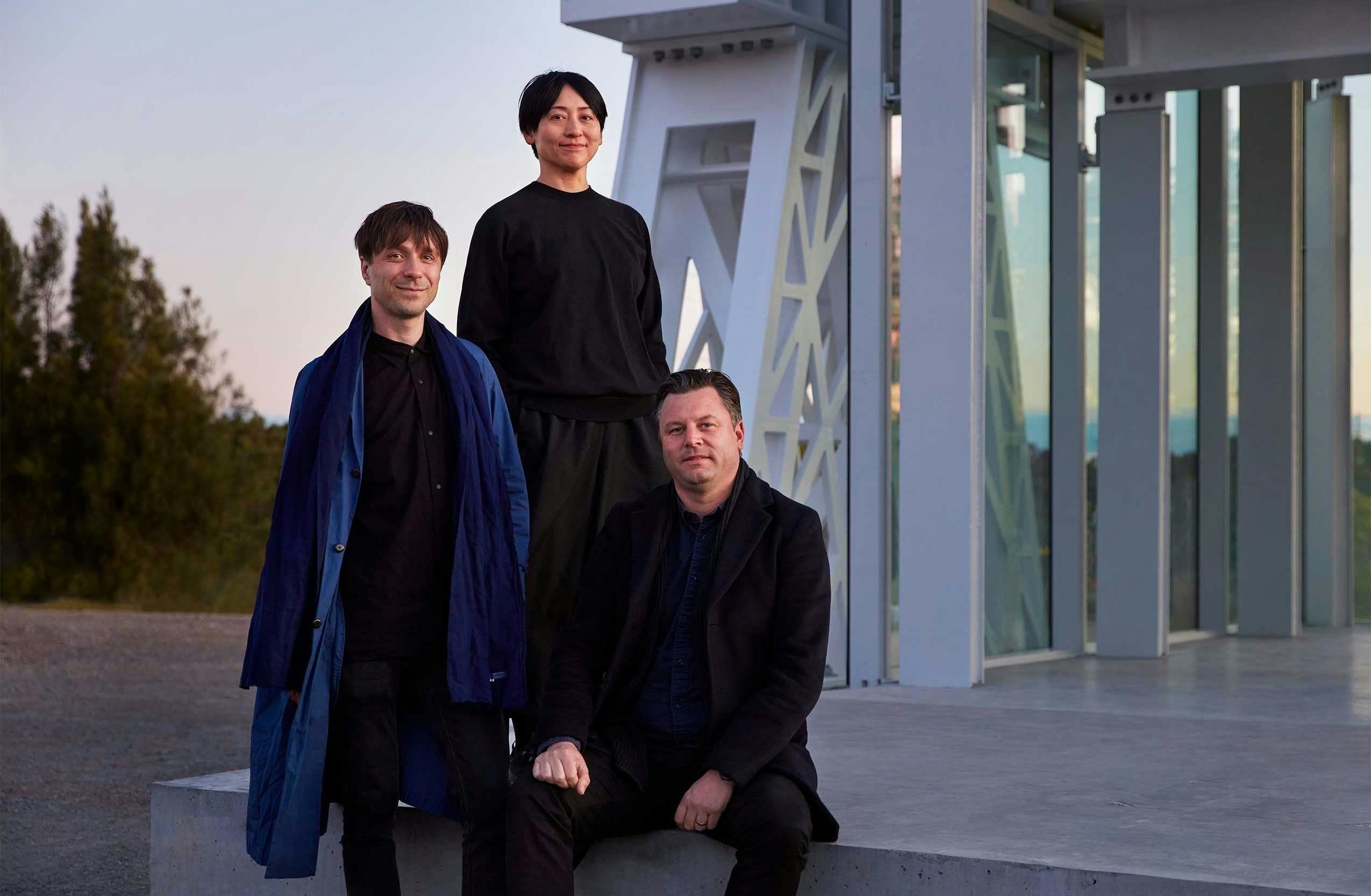 Powerhouse Parramatta architects Nicolas Moreau, Hiroko Kusunoki and Steve Toia.Photo: Zan Wimberley