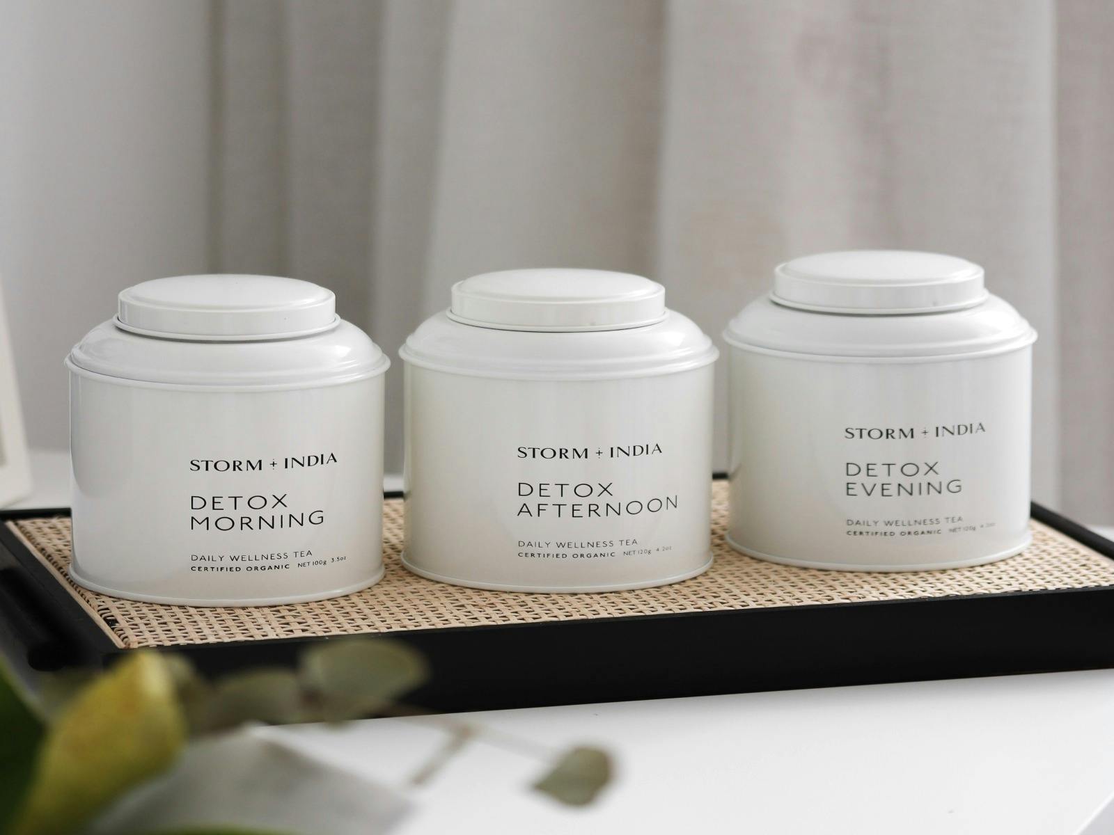 Detox  Morning, Detox Afternoon and Detox Evening Tea Tins