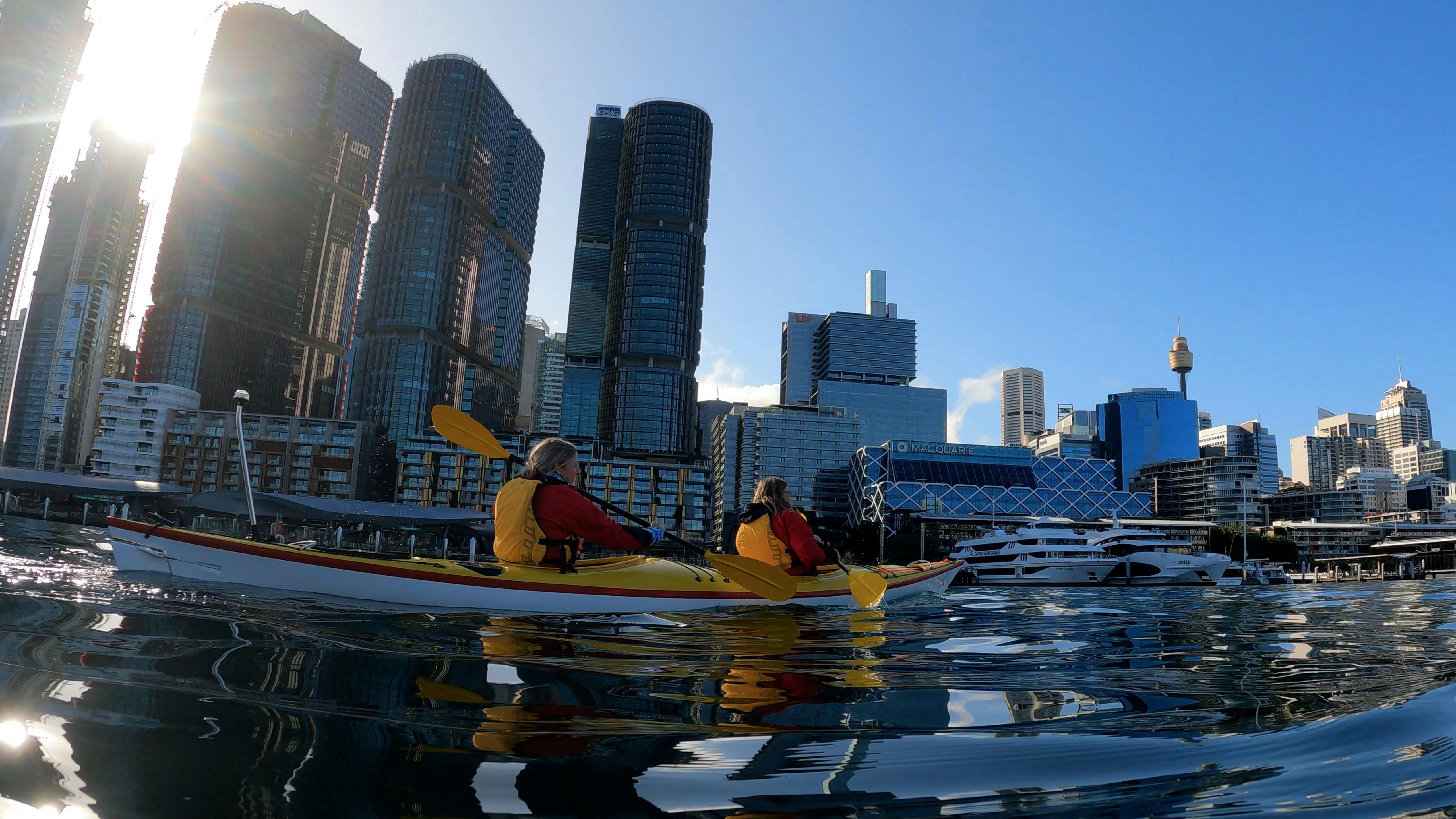 Kayaking through Darling Harbour and the city sky-line
