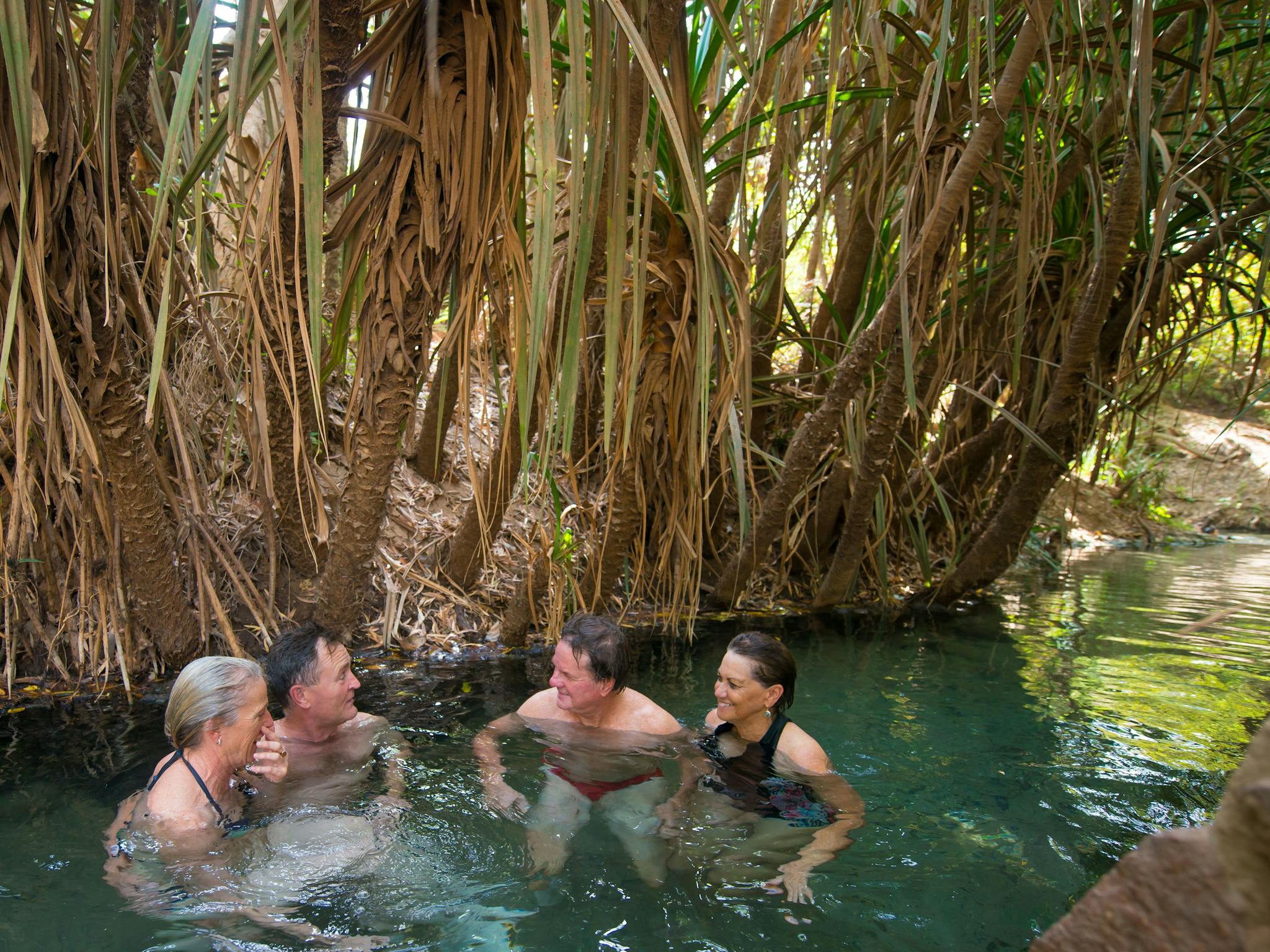 Friends swimming at Katherine Hot Springs