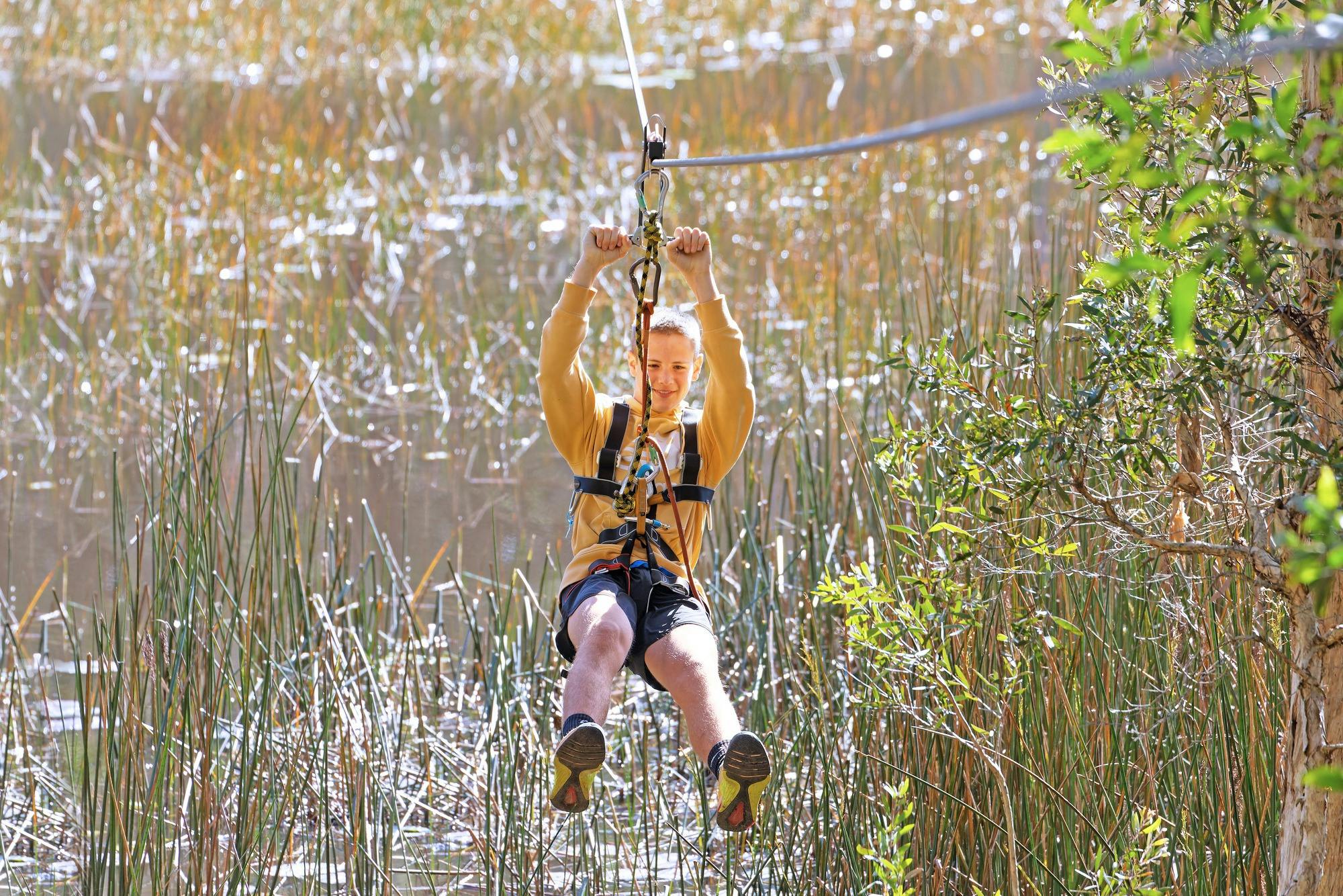 The ultimate adventure activity - flying fox across the lake!