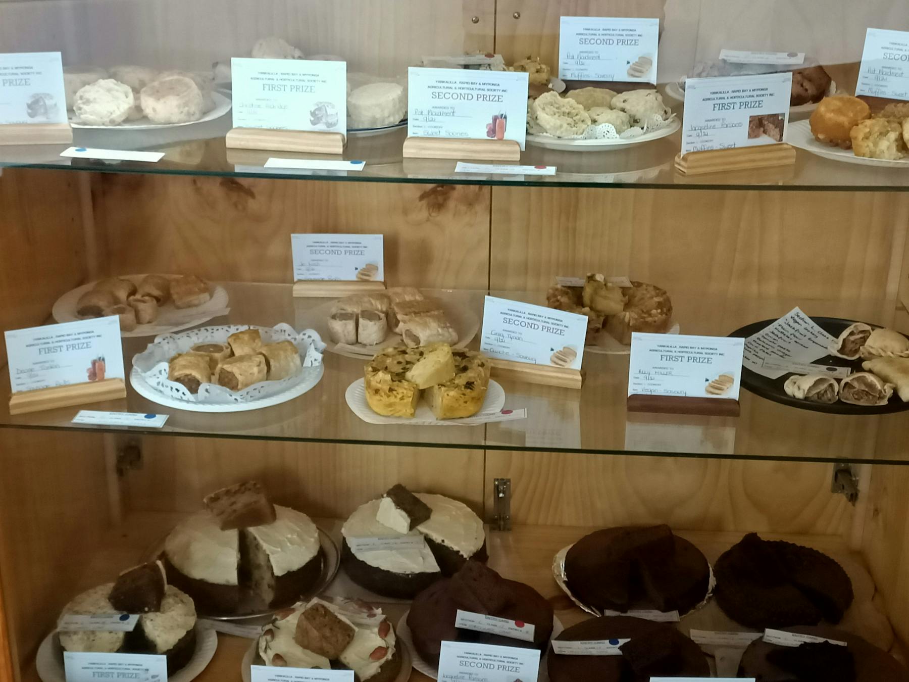 Cookery items in display case