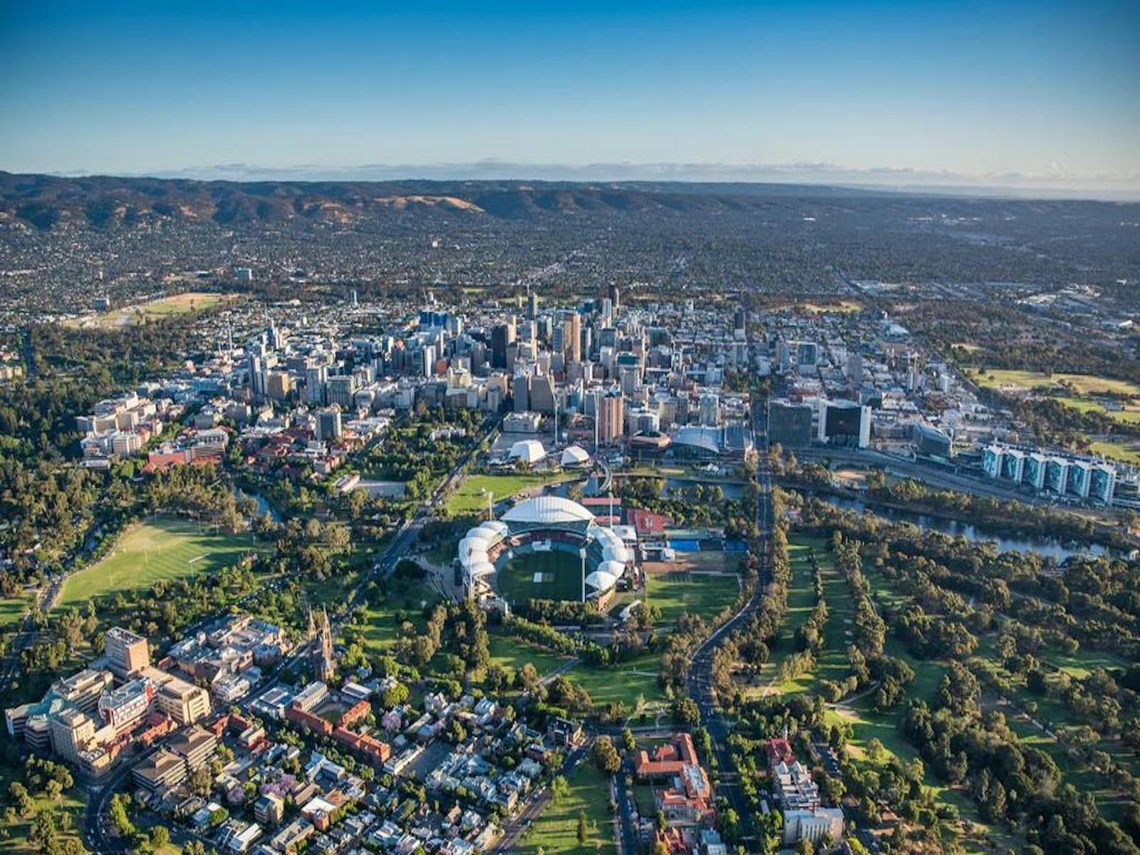 Adelaide City from helicopter
