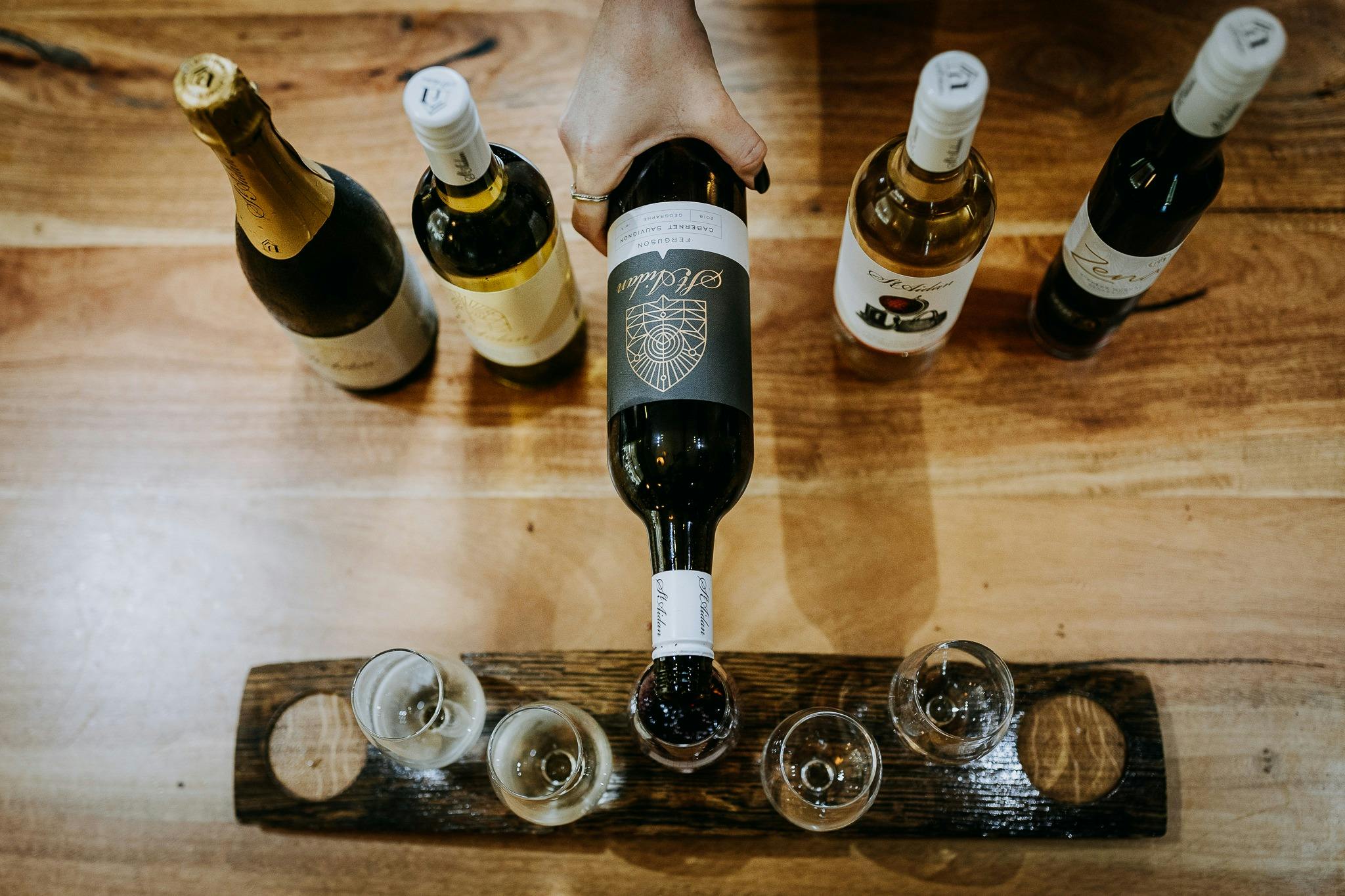 Pouring the St Aidan Wines Tasting Stave with Cabernet Sauvignon