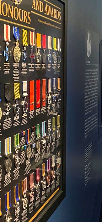 Australian honours and awards medals on display at the exhibition