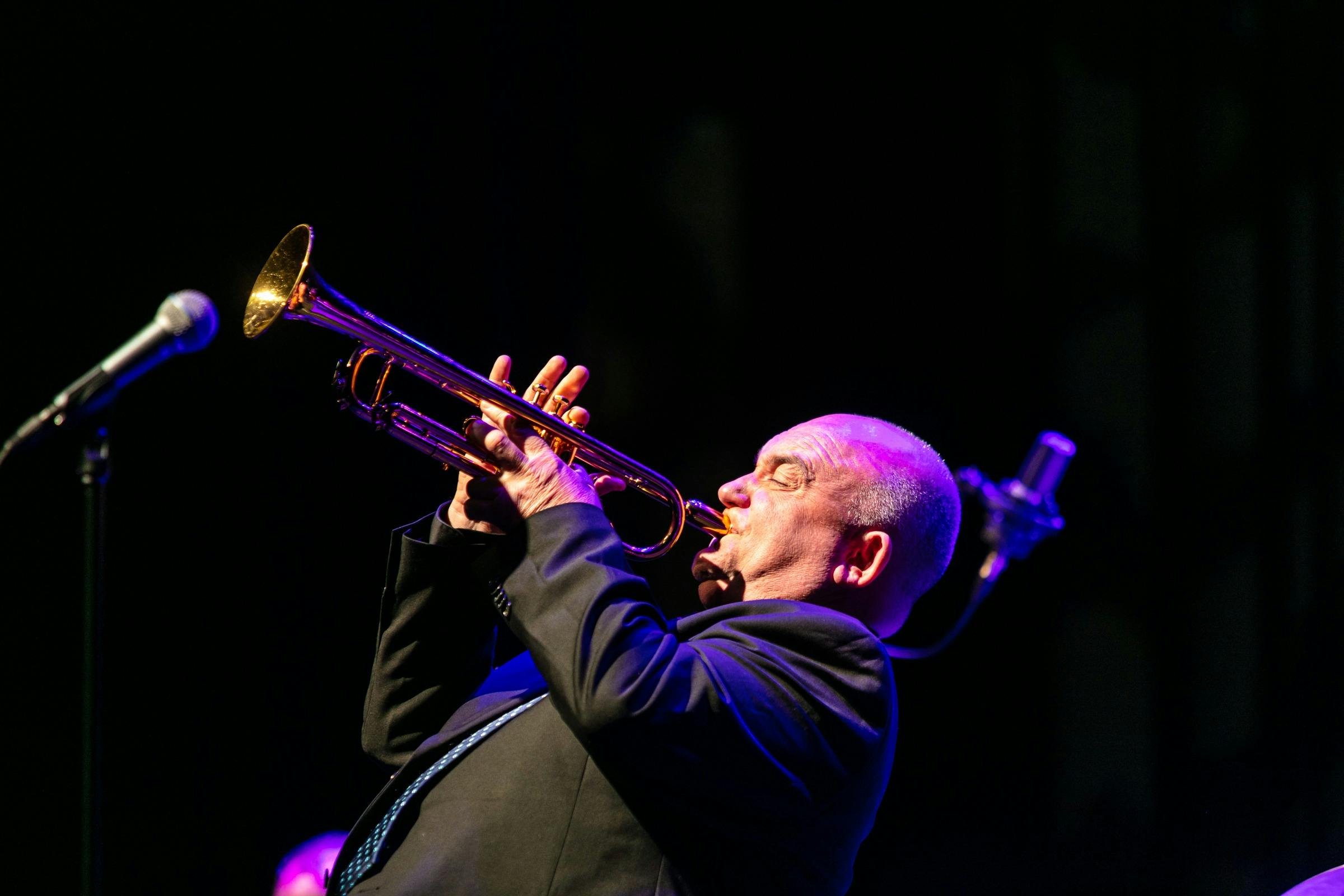 James Morrison plays the trumpet at the Town Hall Thearte during the Devonport Jazz Festival