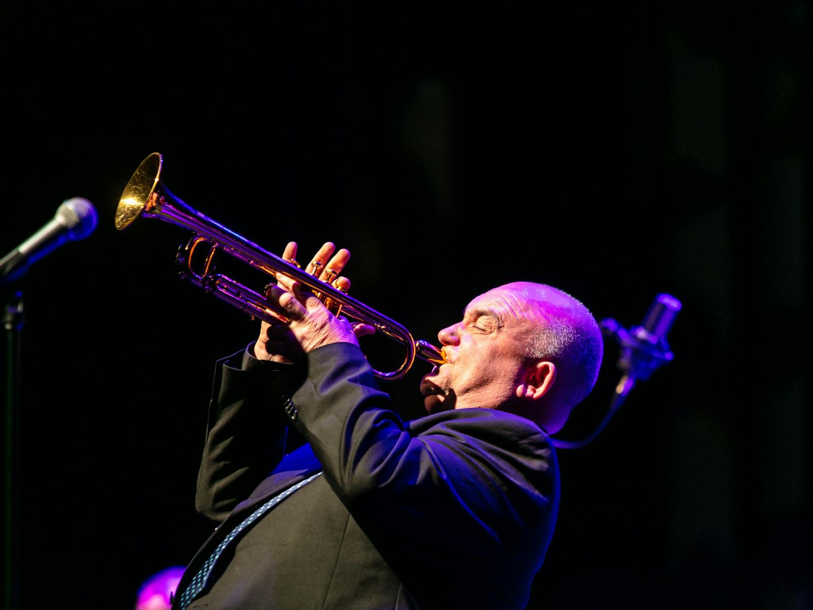 James Morrison plays the trumpet at the Town Hall Thearte during the Devonport Jazz Festival
