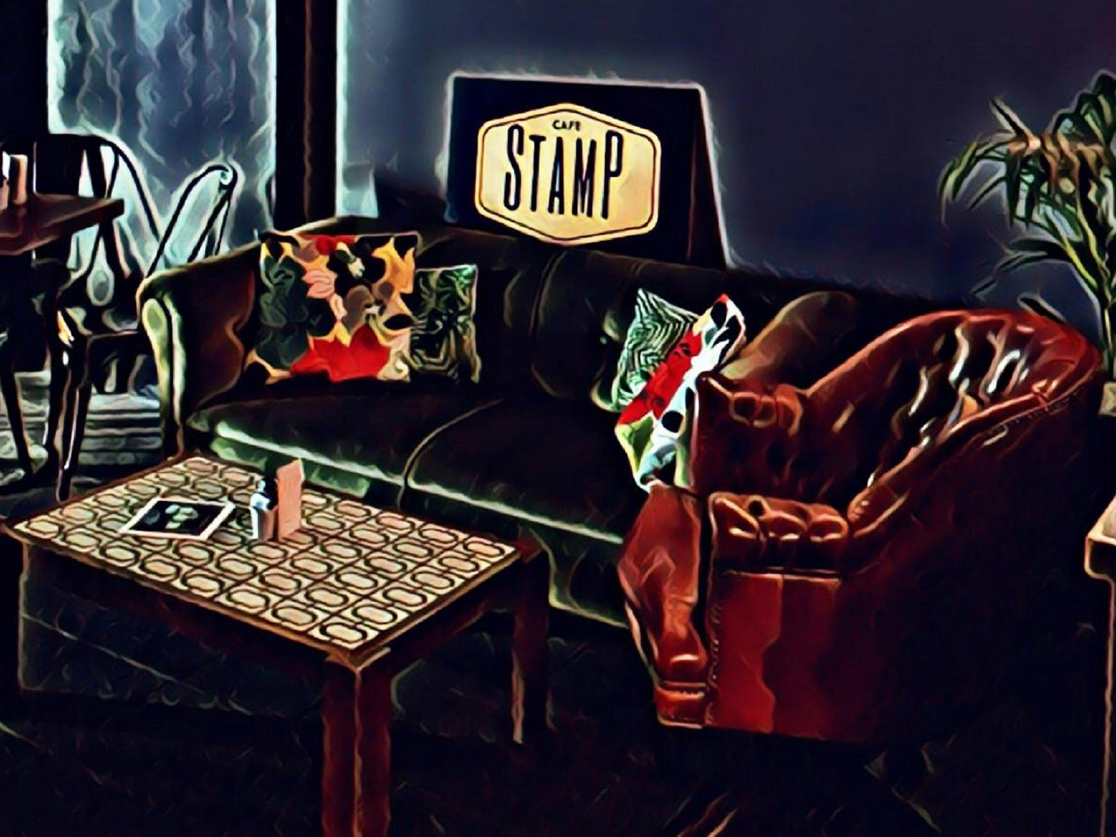 Cafe Stamp 카페 내부의 예술적인 이미지