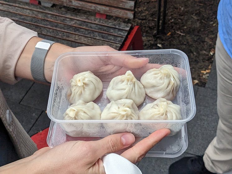 Dumplings in a container