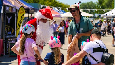 Santa with kids at The Little Burley Market