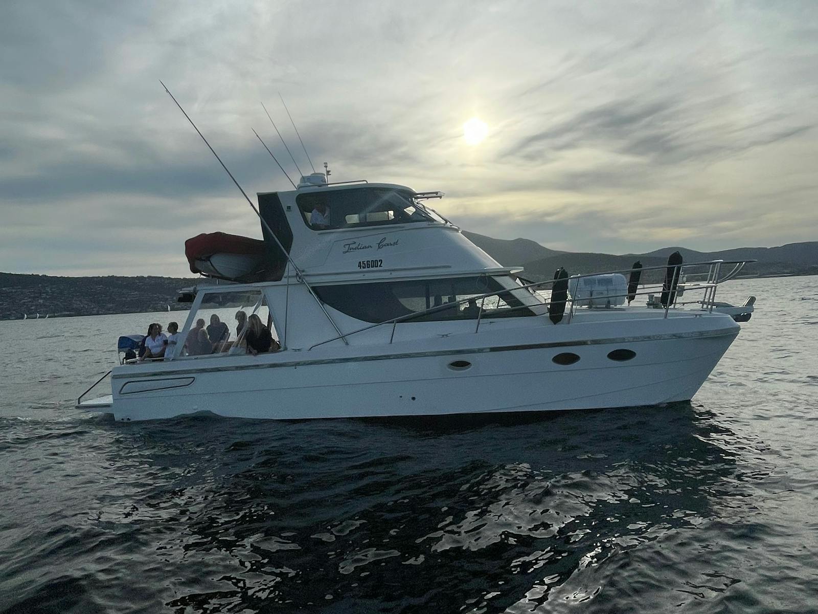 Following yachts around the Derwent river during the first race of the Crown Series Regatta