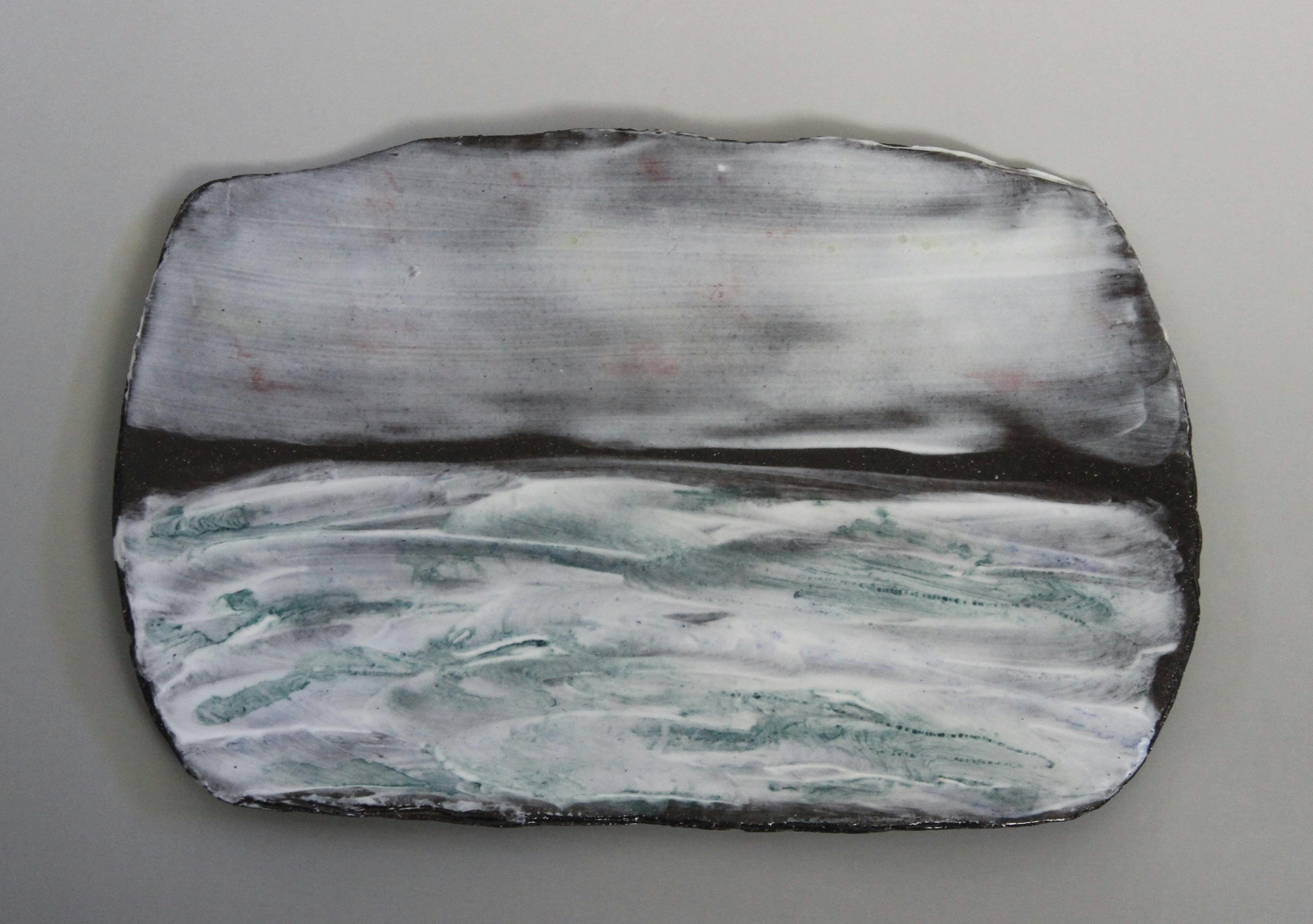 Ceramic platter with cloudy seascape