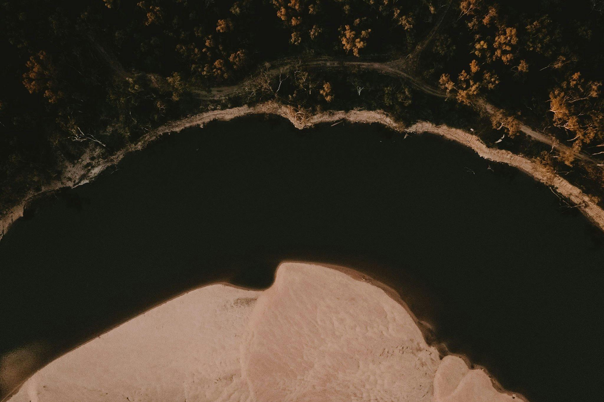 Aerial view of Thompson's Beach and the Murray River