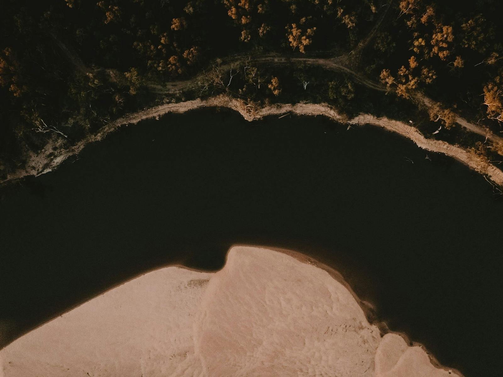 Aerial view of Thompson's Beach and the Murray River