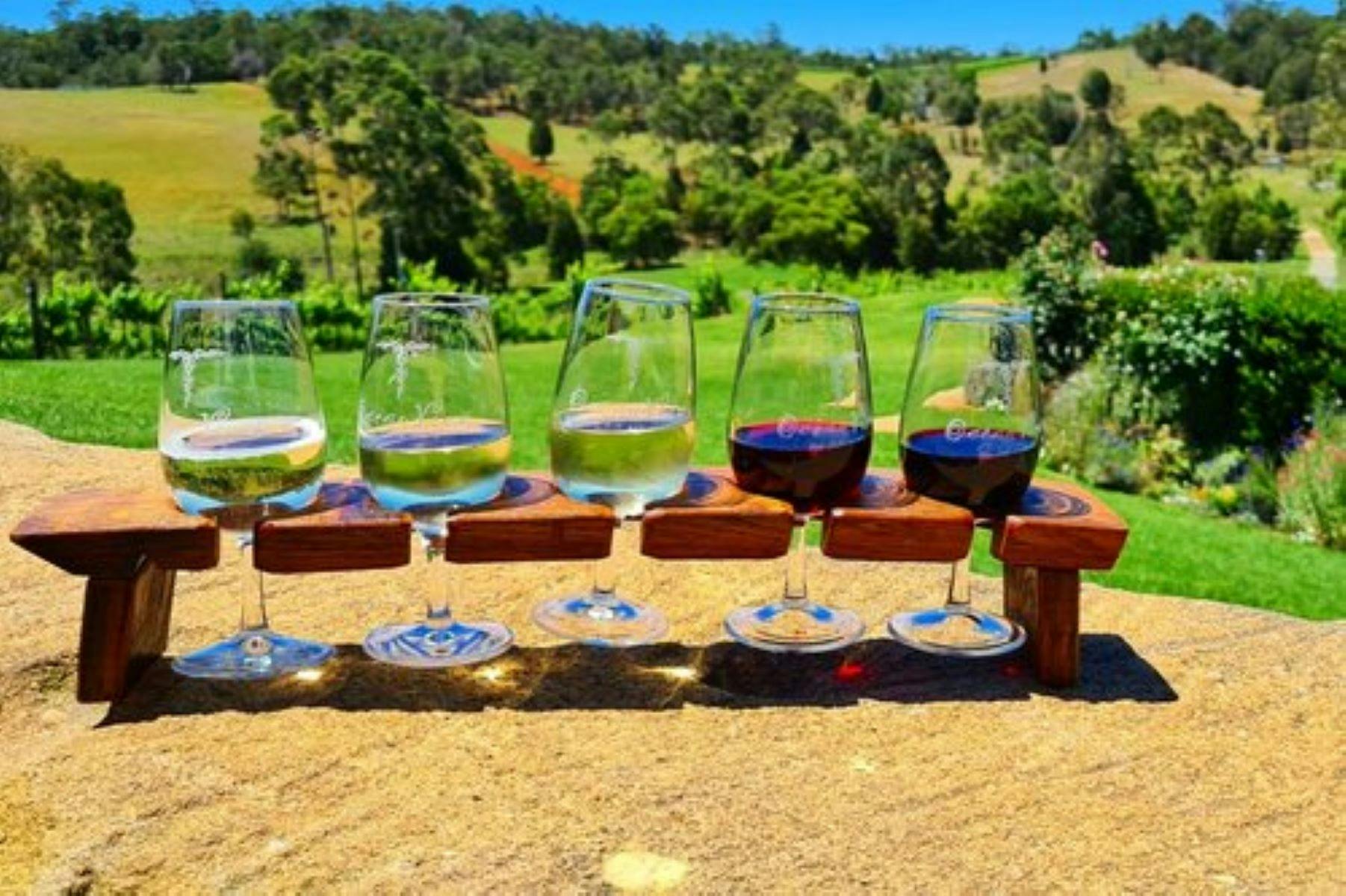A flight of wine for your palette to taste from Oceanview Estate