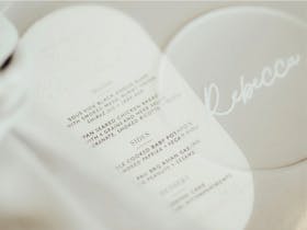 Die Cut Menu and Frosted Coaster with White Names