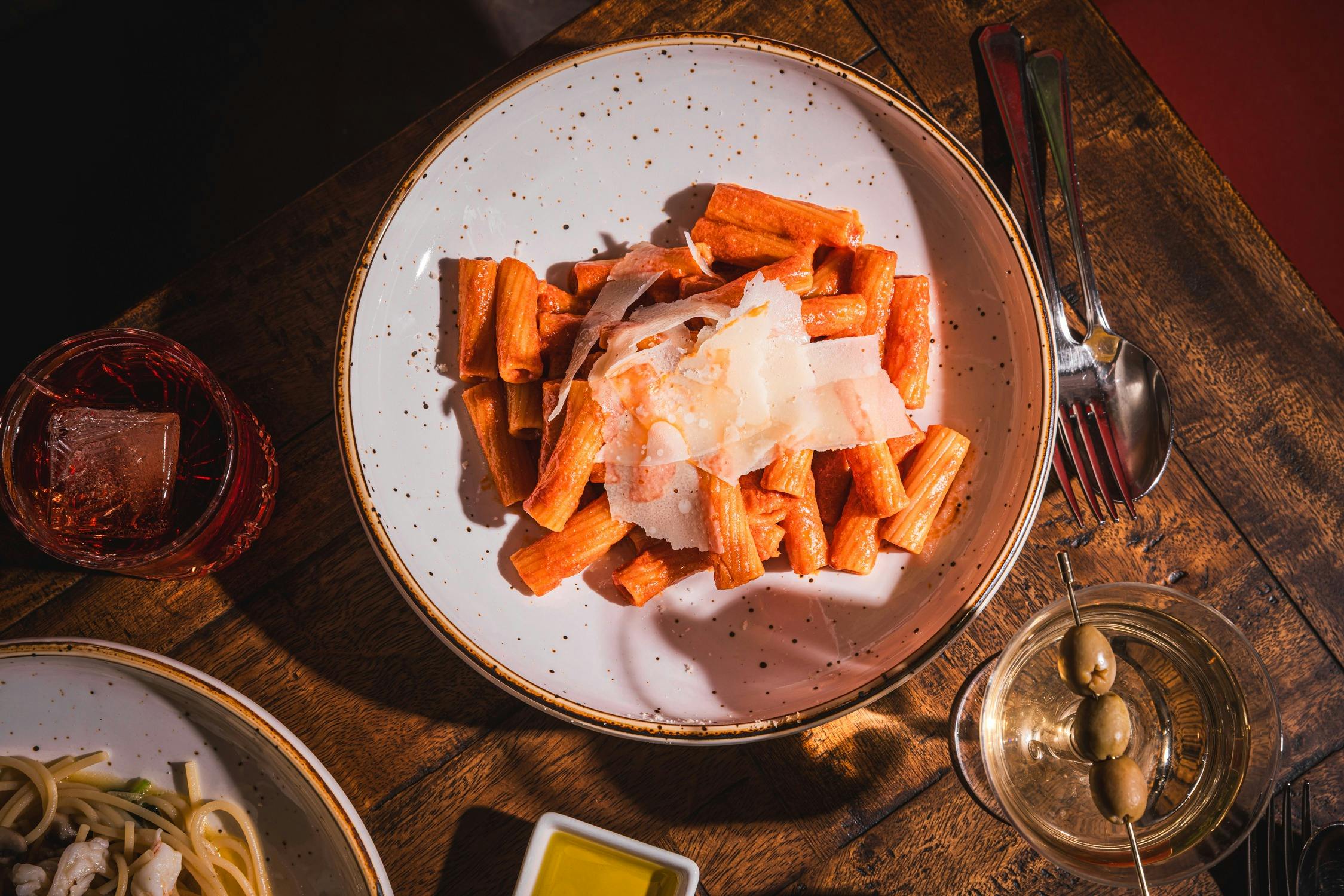 Top view of pasta on plate