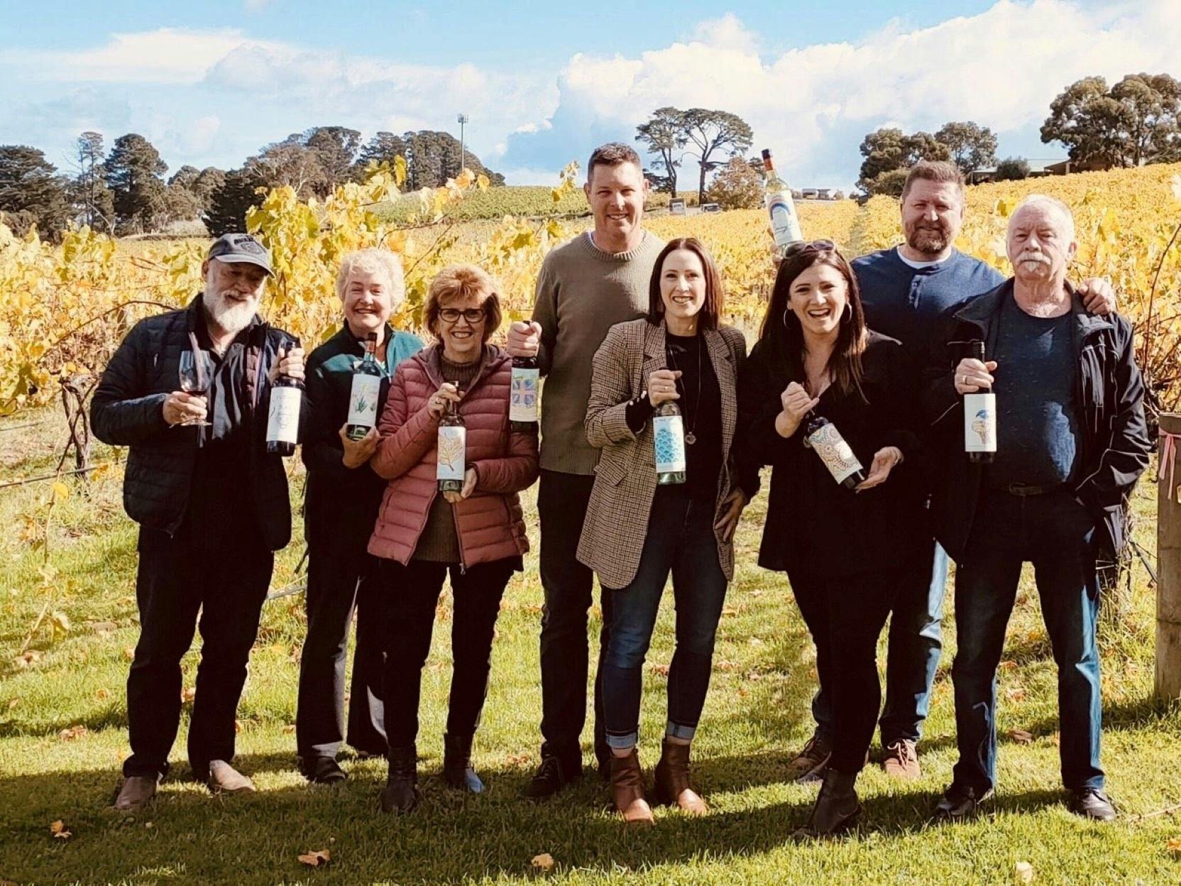 Label making at DogRidge Cellar Door