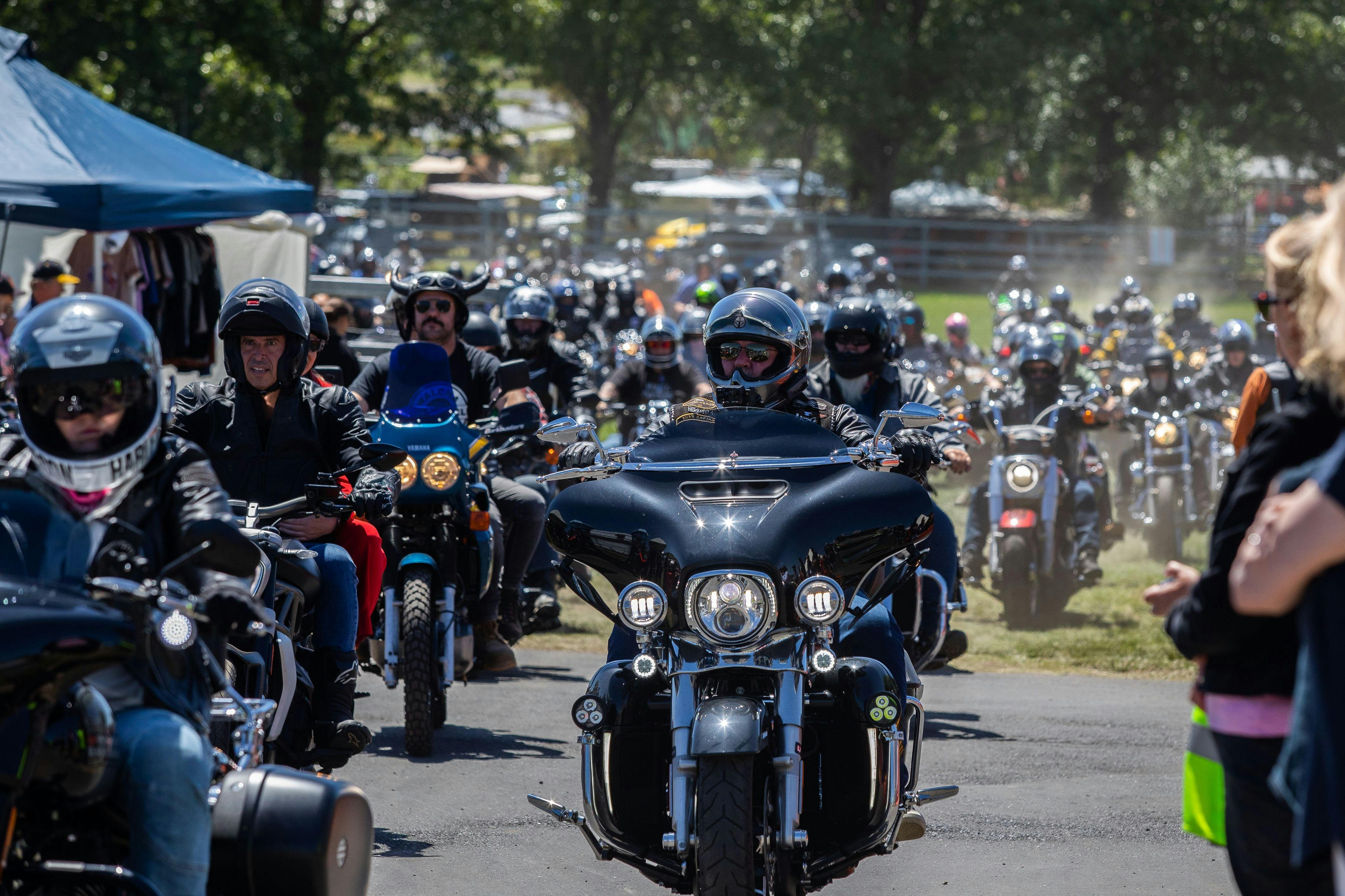 Leaving showground for street procession
