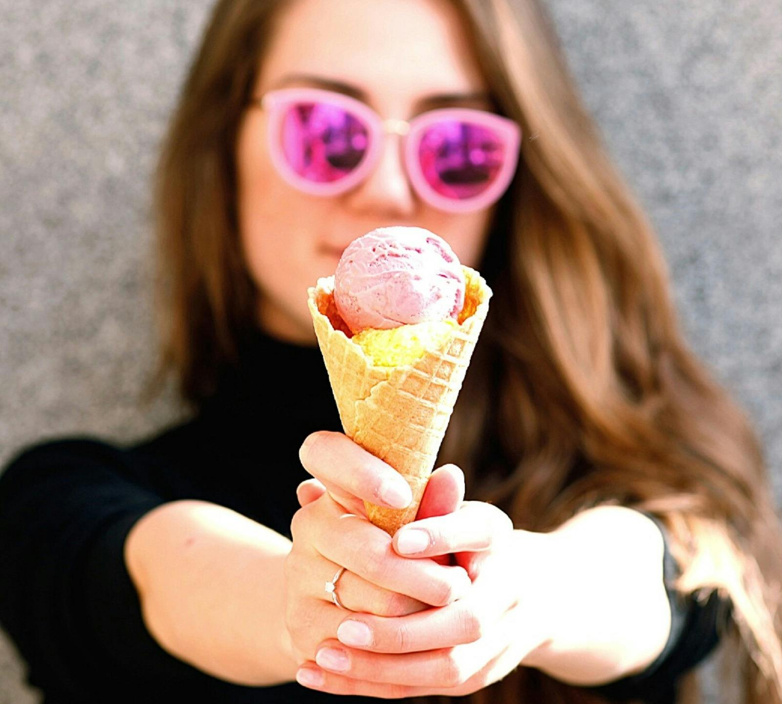 Lady holding an ice cream