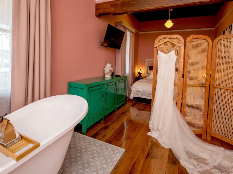 Pink room bedroom and bath