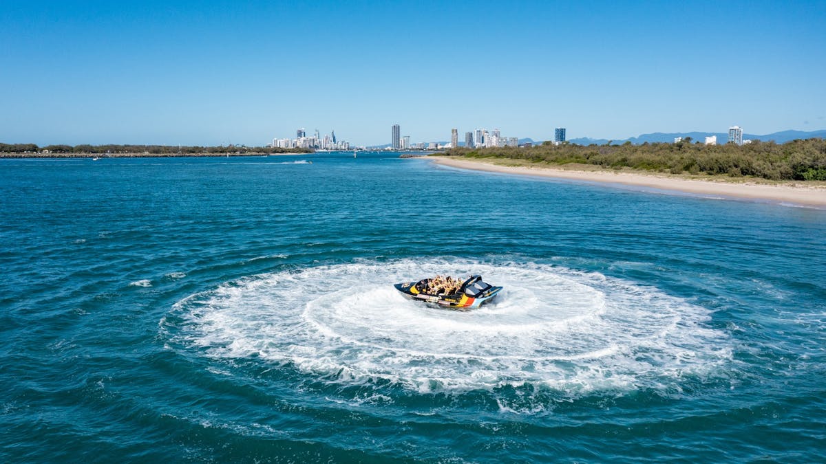 Paradise Jet Boating Aerial near Wave Break Island Gold Coast