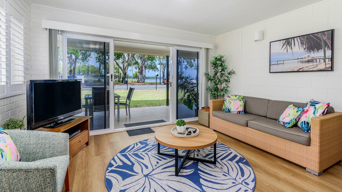 Lounge room with water views