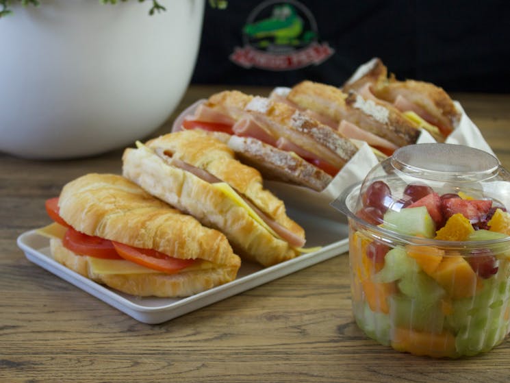 Toasted sandwich fruit salad croissants