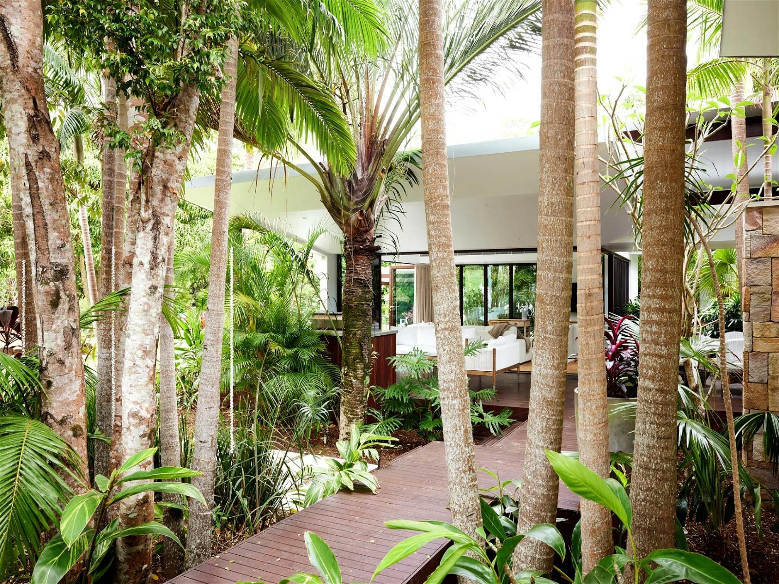 Tranquil outdoor scene with lush greenery