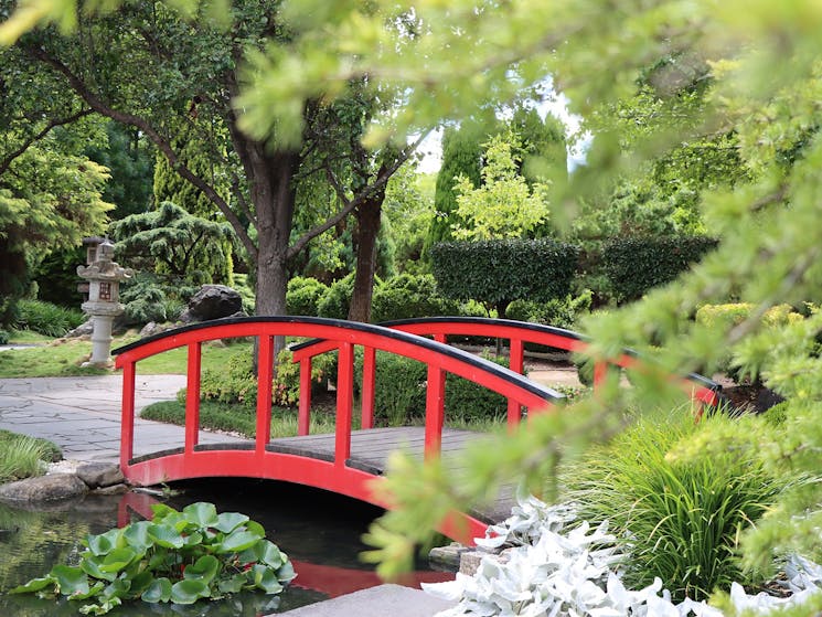 Red bridge in the Oriental Garden