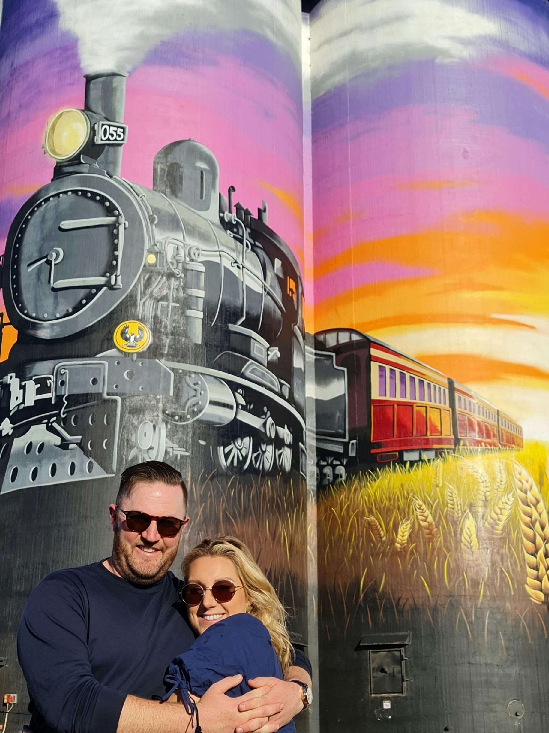 Passengers viewing Silo Art