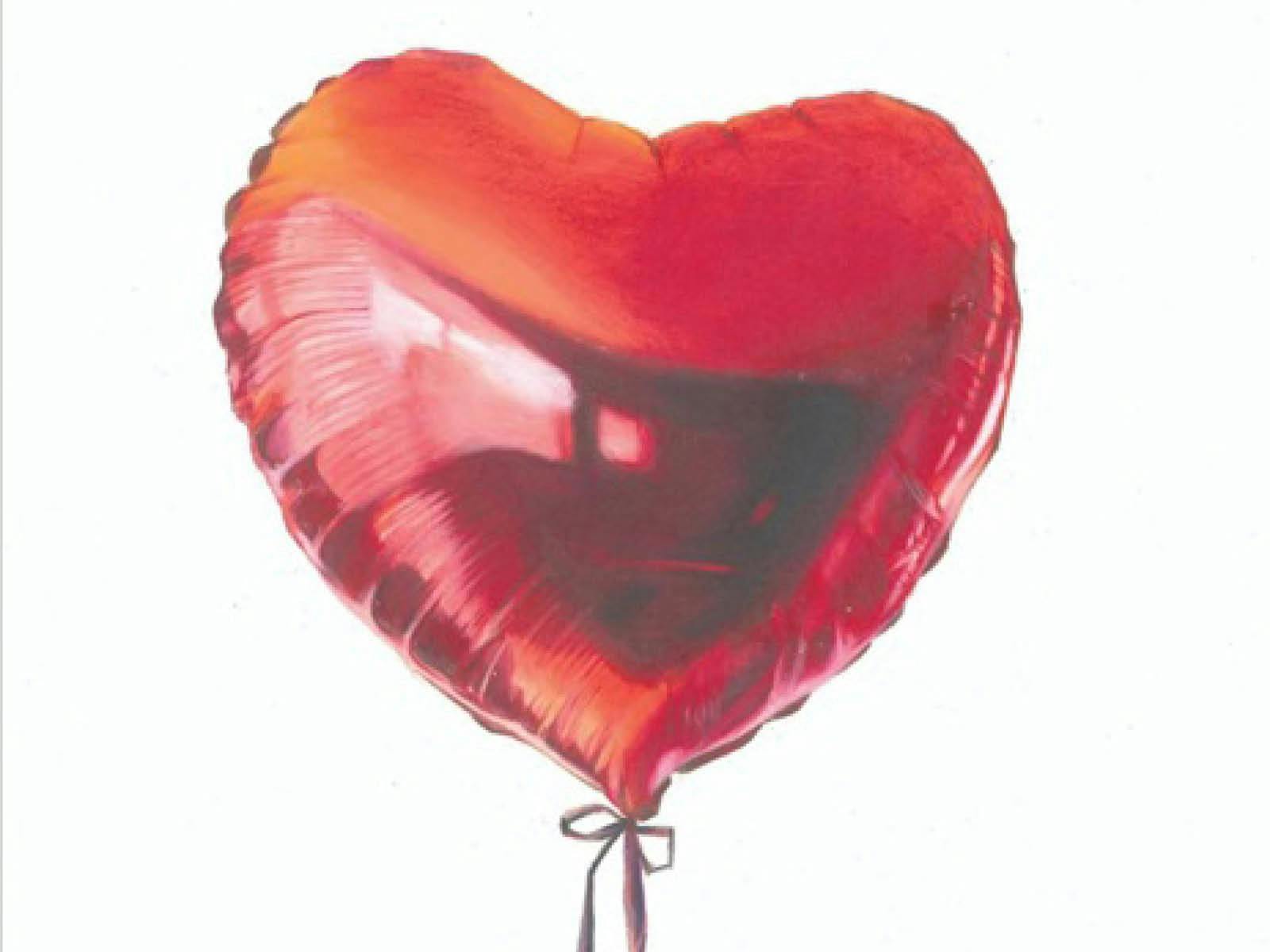 A drawing of a red heart balloon