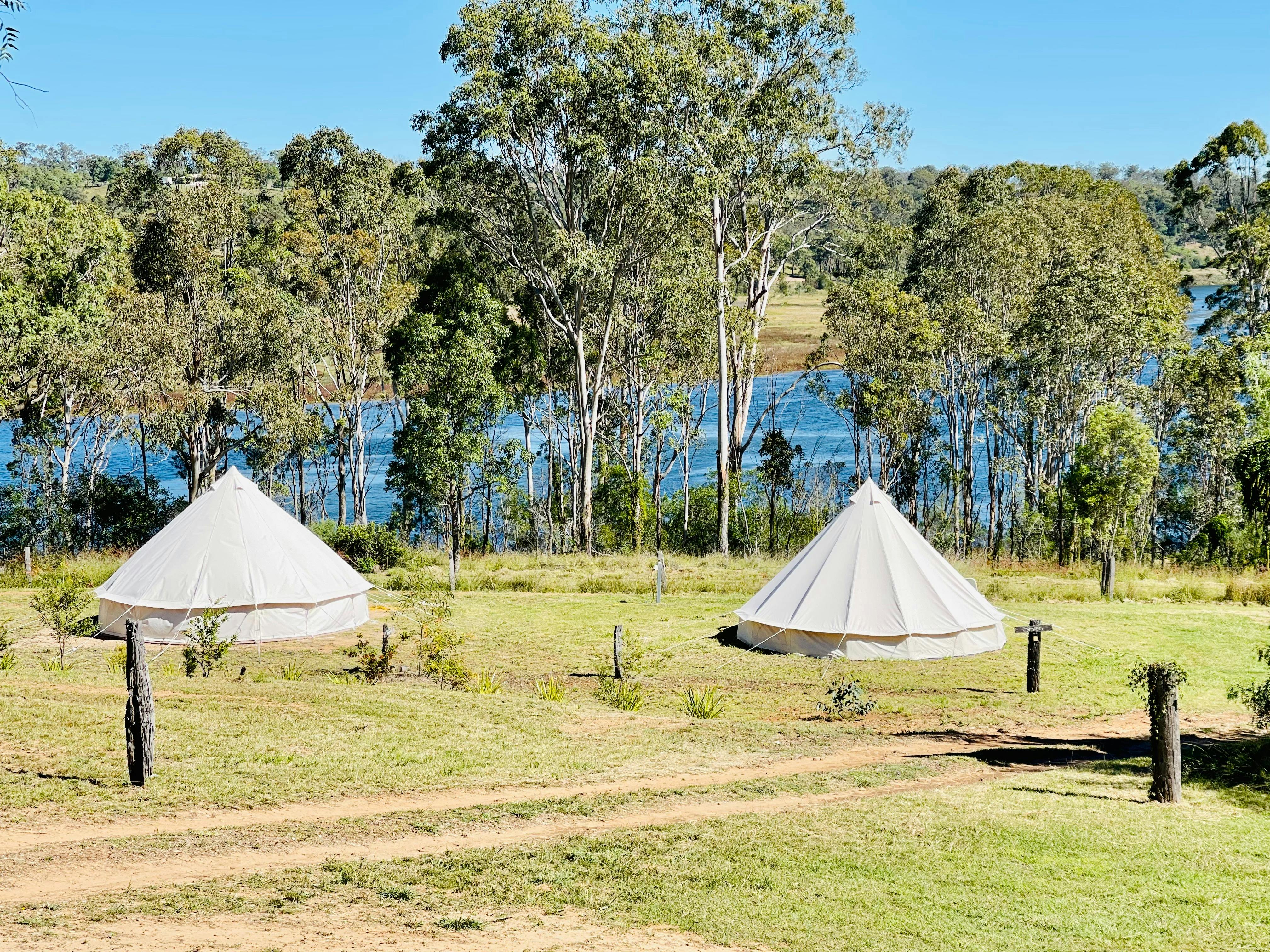 Cozy Bell Tents overlooking Lake Cooby - perfect for your next couple's retreat
