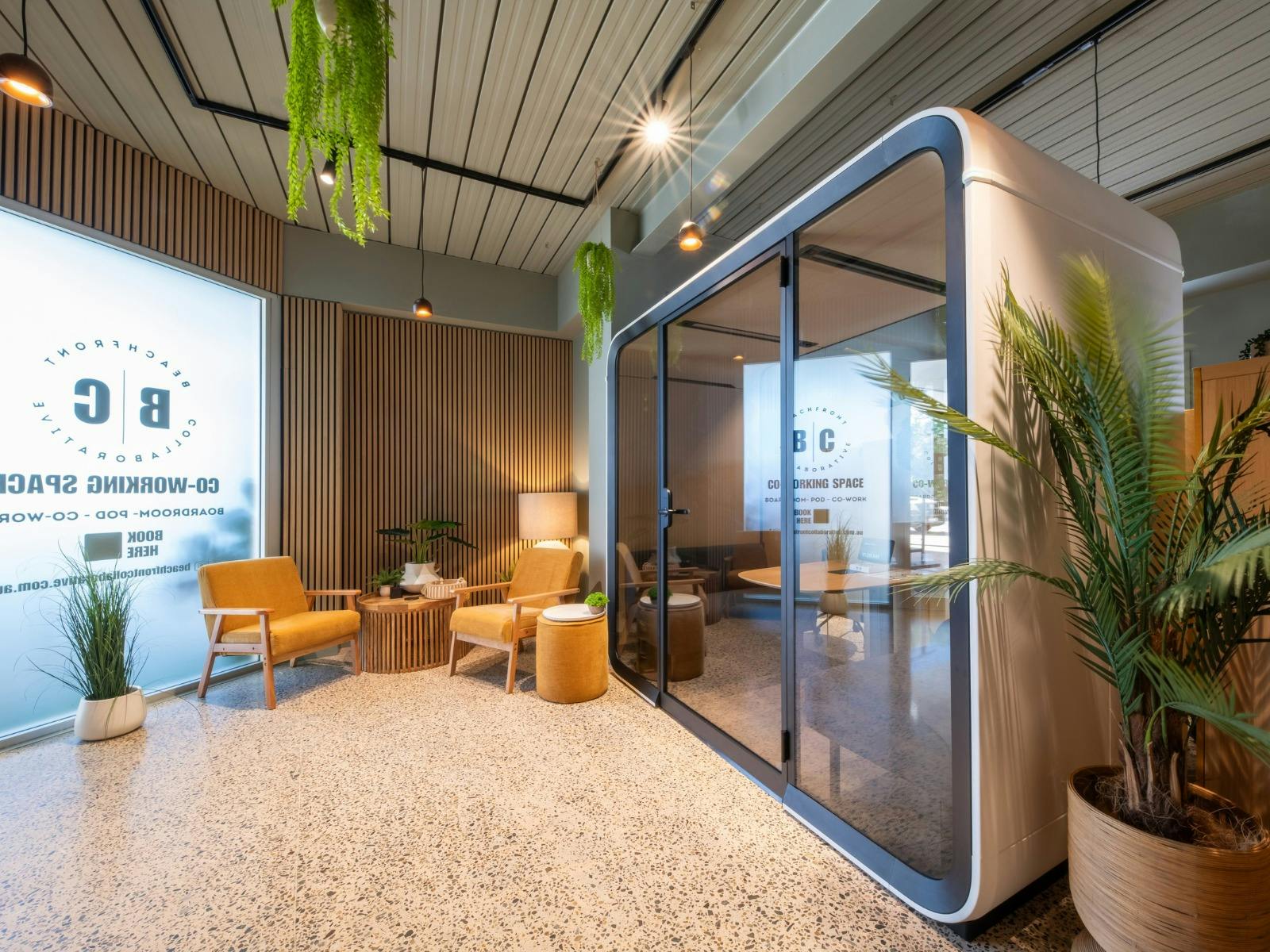 Beachfront Collaborative’s private pod space. Beachfront Collaborative’s private pod space.